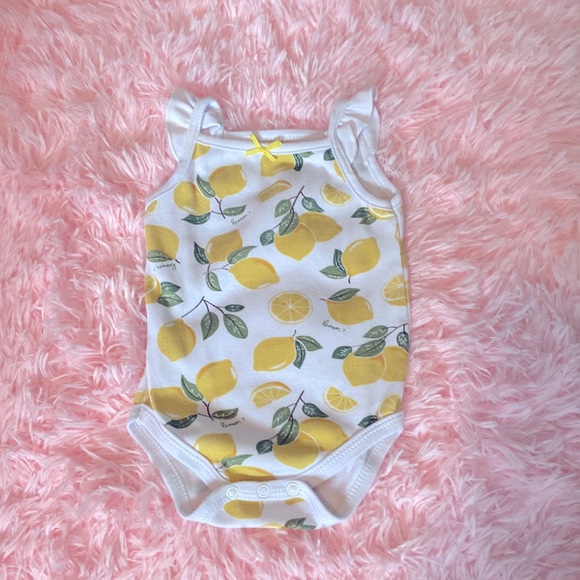 HB Lemon Dress, Romper, Sleeveless Onesie x2. Size: 0-3 month. Color: Whi/Ye/Gre - Picture 5 of 5